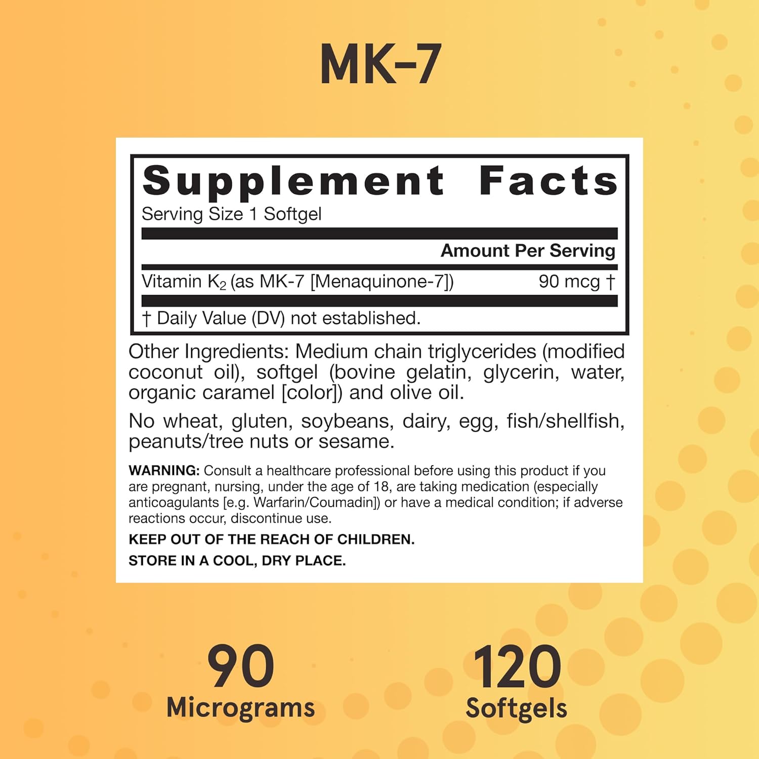 Jarrow Formulas MK-7 90 mcg Softgels - Vitamin K2 Supplement for Bone & Heart Health - 120 Servings - Gluten Free Formula