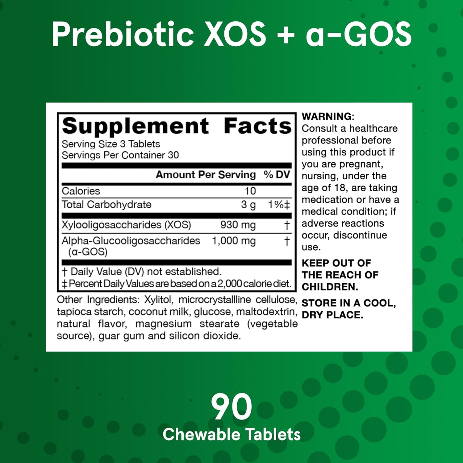Jarrow Formulas Prebiotic XOS + GOS Chewable Fiber Tablets for Gut Health Support, 90 Count, 30 Day Supply