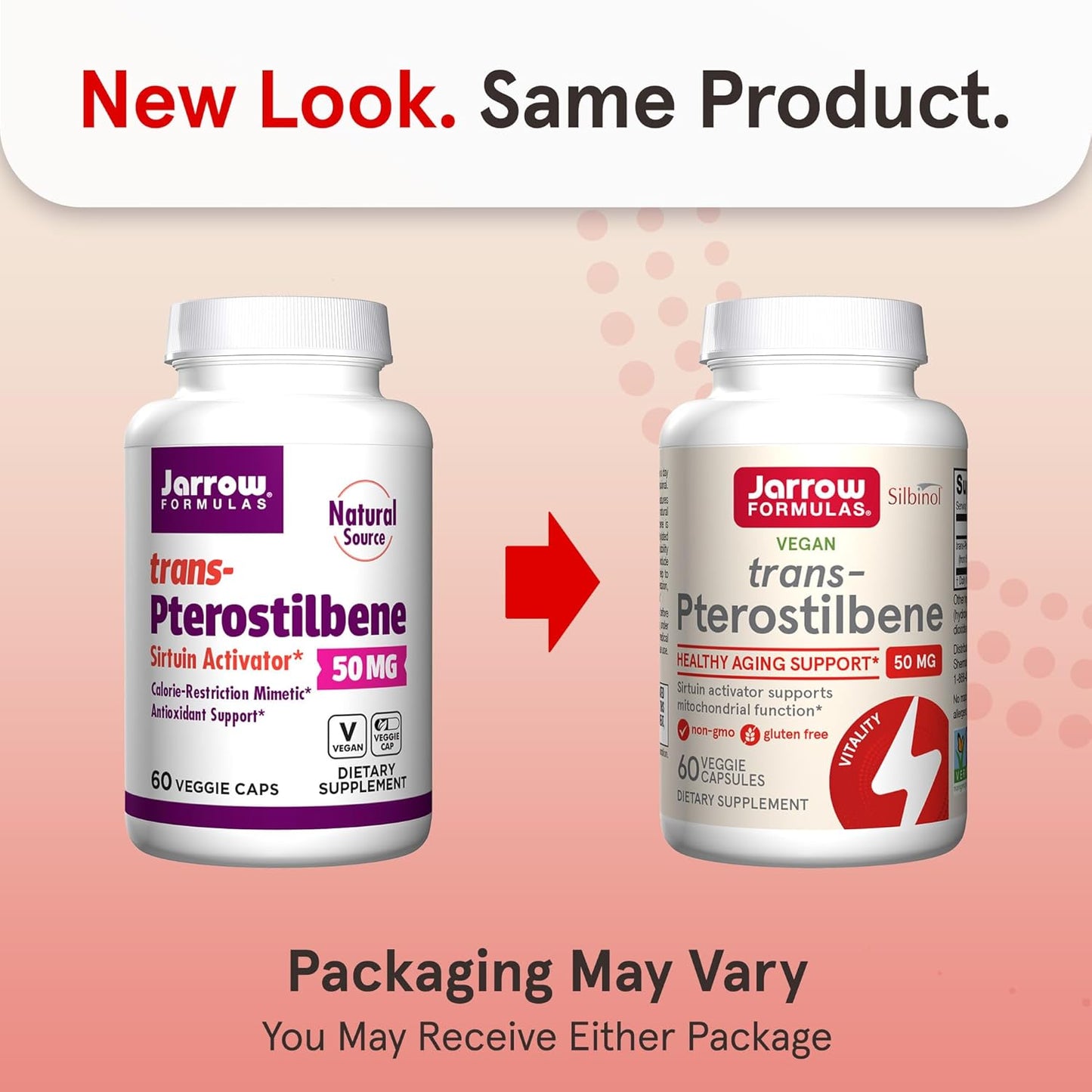 Jarrow Formulas Pterostilbene 50mg Capsules - Antioxidant Support for Healthy Aging - 60 Day Supply - Pack of 12