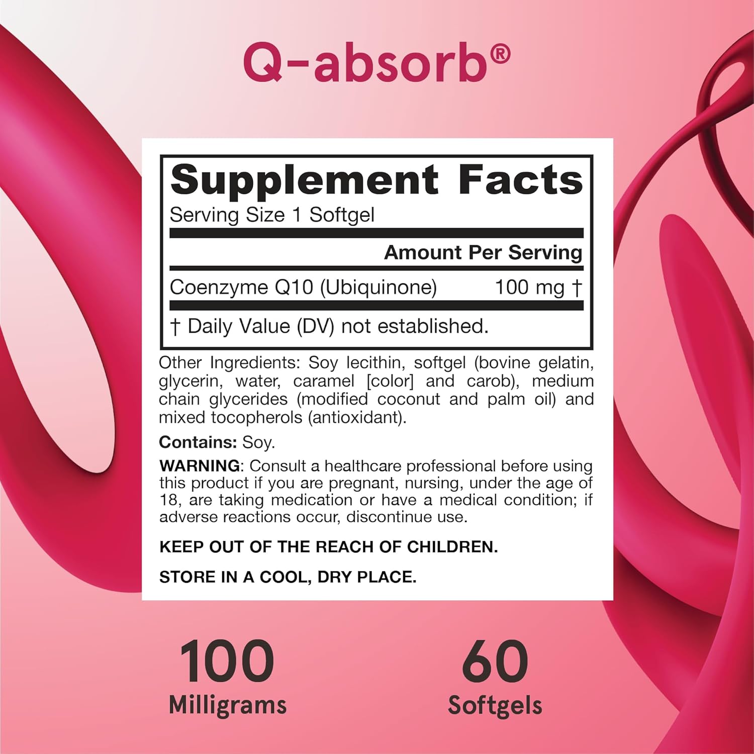 Jarrow Formulas Q-absorb CoQ10 100mg Softgels - Antioxidant Support for Cardiovascular Health - 60 Day Supply
