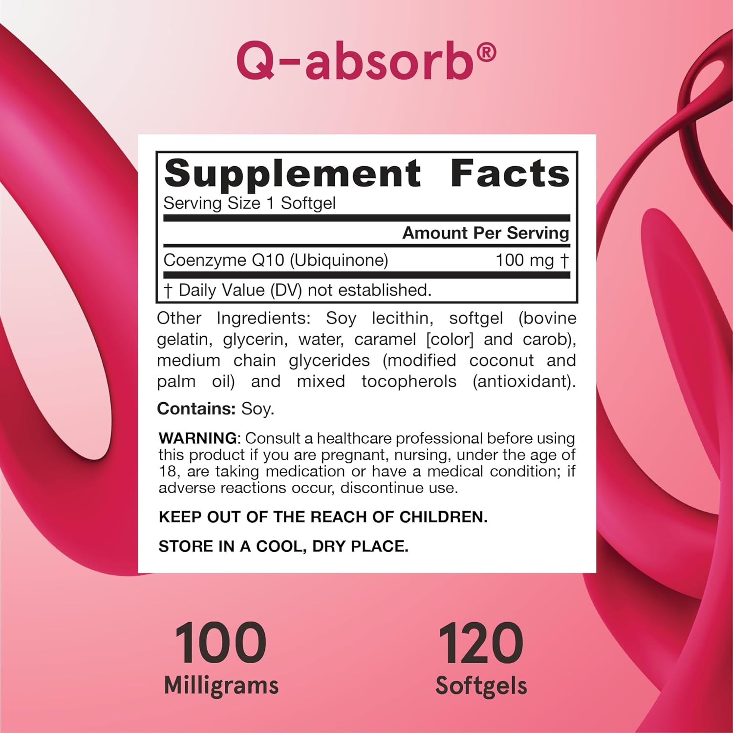 Jarrow Formulas Q-absorb CoQ10 100mg Softgels - Antioxidant for Cellular Energy & Cardiovascular Health - 120 Day Supply