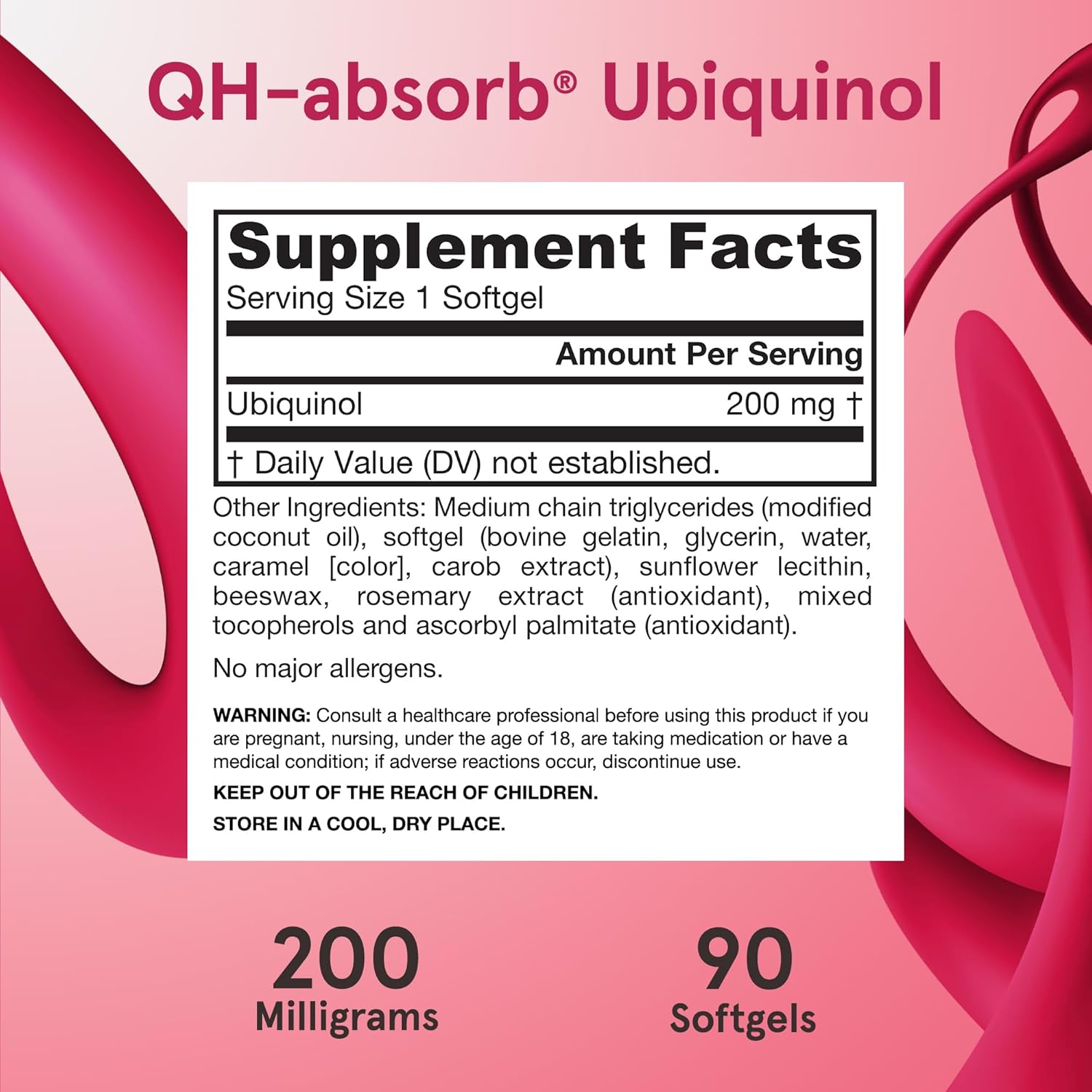 Jarrow Formulas QH-Absorb 200 mg Softgels - CoQ10 Antioxidant Supplement for Energy & Heart Health - 90 Count