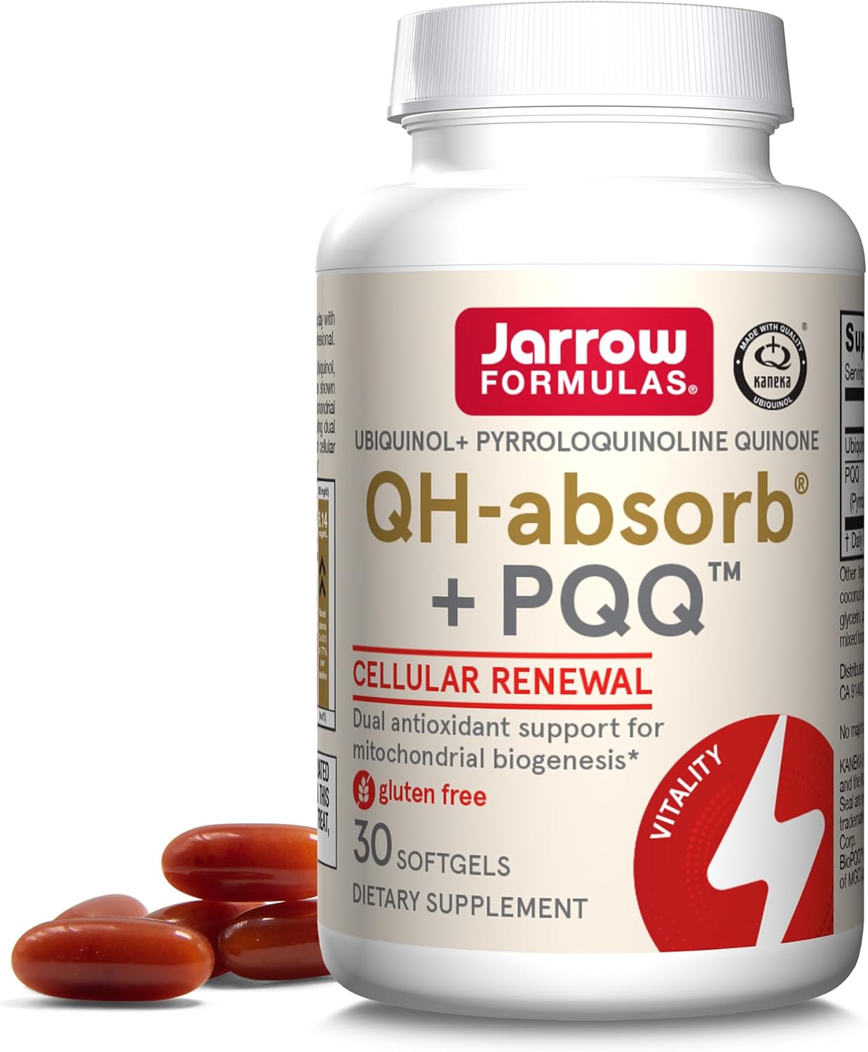 Jarrow Formulas QH-Absorb + PQQ Softgels - Antioxidant Support for Cellular Energy and Cardiovascular Health - 30 Day Supply