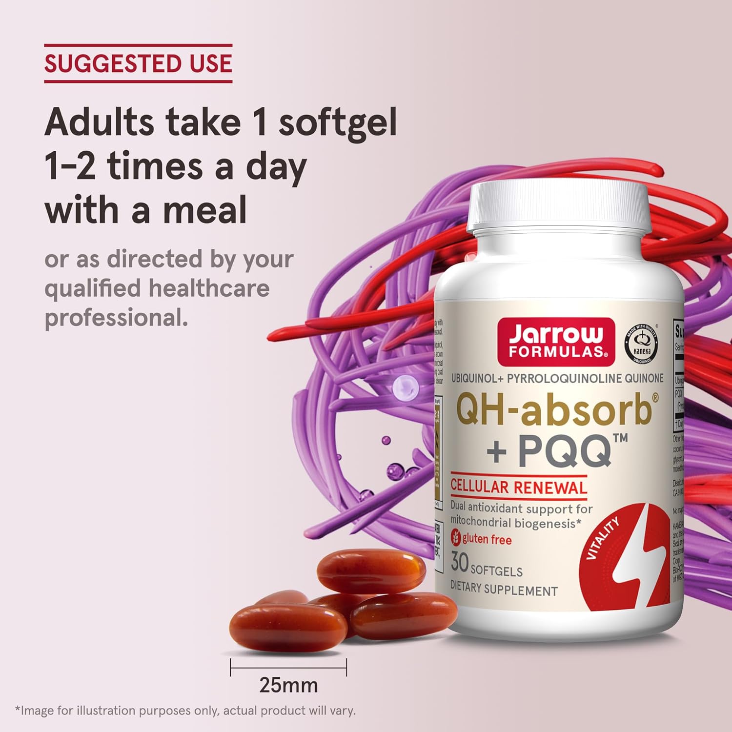 Jarrow Formulas QH-Absorb + PQQ Softgels - Antioxidant Support for Cellular Energy and Cardiovascular Health - 30 Day Supply