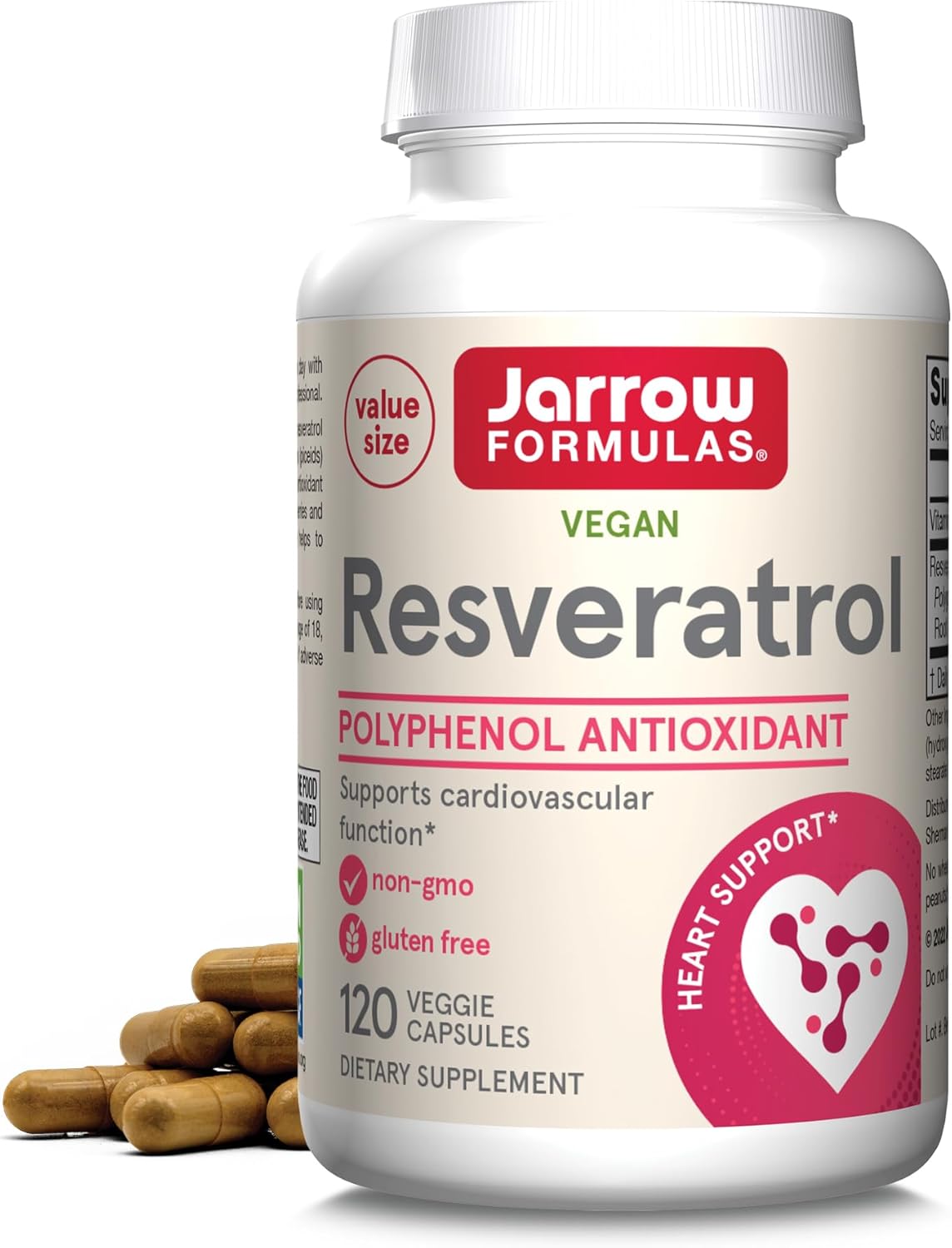 Jarrow Formulas Resveratrol 100 mg Capsules for Cardiovascular Health - 120 Day Supply