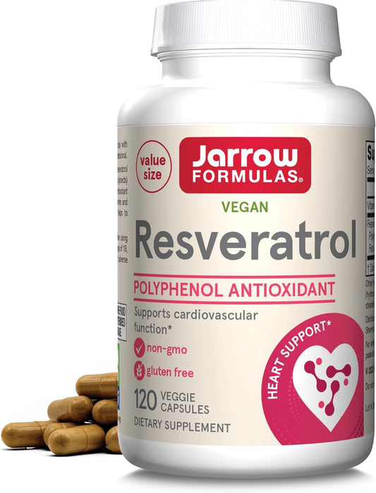 Jarrow Formulas Resveratrol 100 mg Capsules for Cardiovascular Health - 120 Day Supply