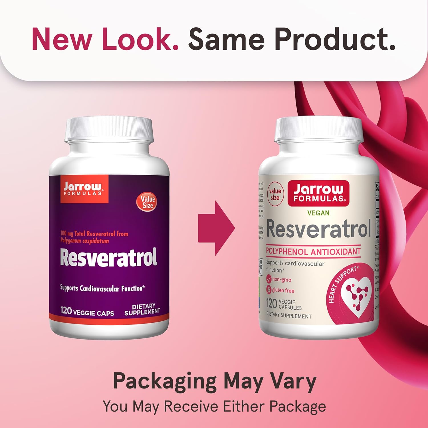 Jarrow Formulas Resveratrol 100 mg Capsules for Cardiovascular Health - 120 Day Supply