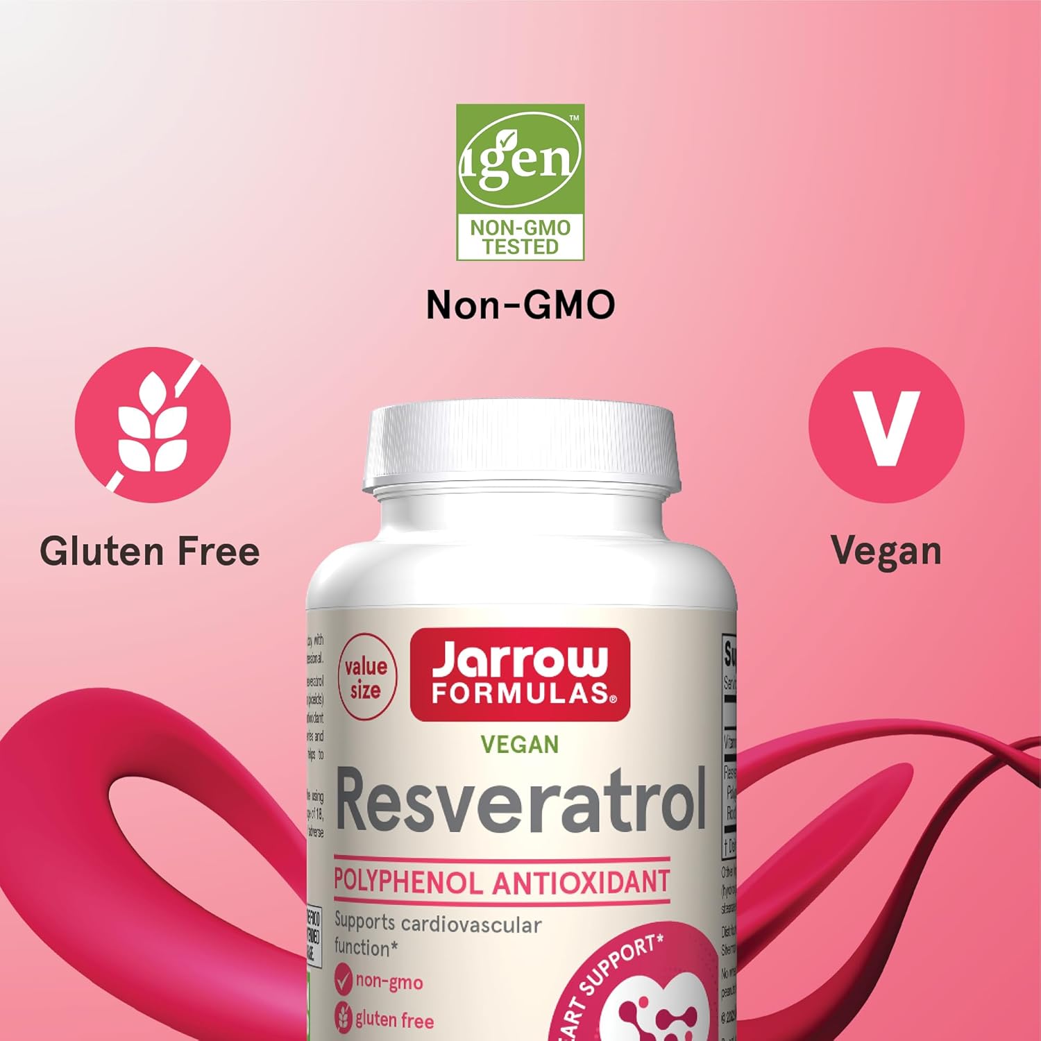 Jarrow Formulas Resveratrol 100 mg Capsules for Cardiovascular Health - 120 Day Supply