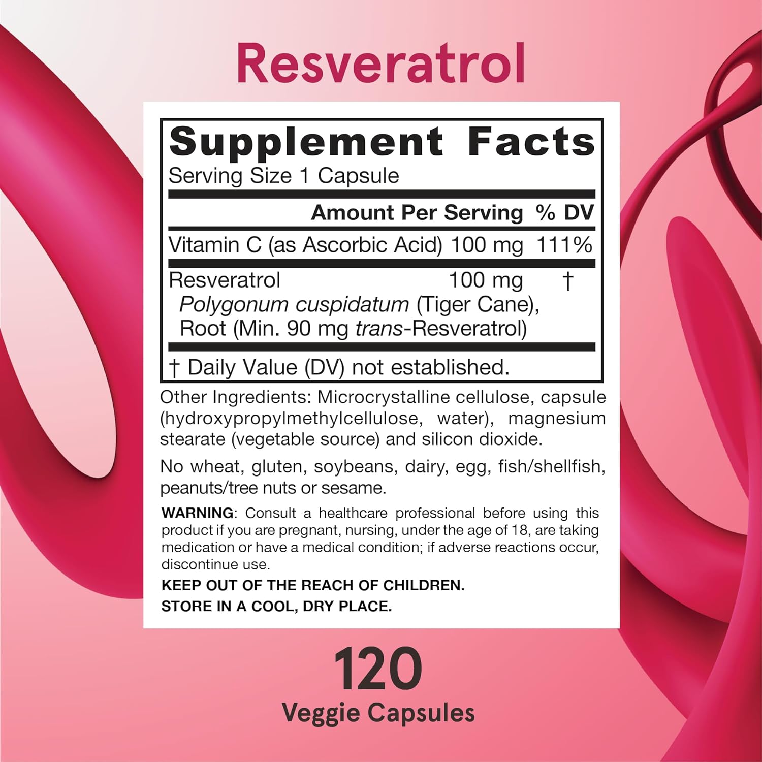 Jarrow Formulas Resveratrol 100 mg Capsules for Cardiovascular Health - 120 Day Supply
