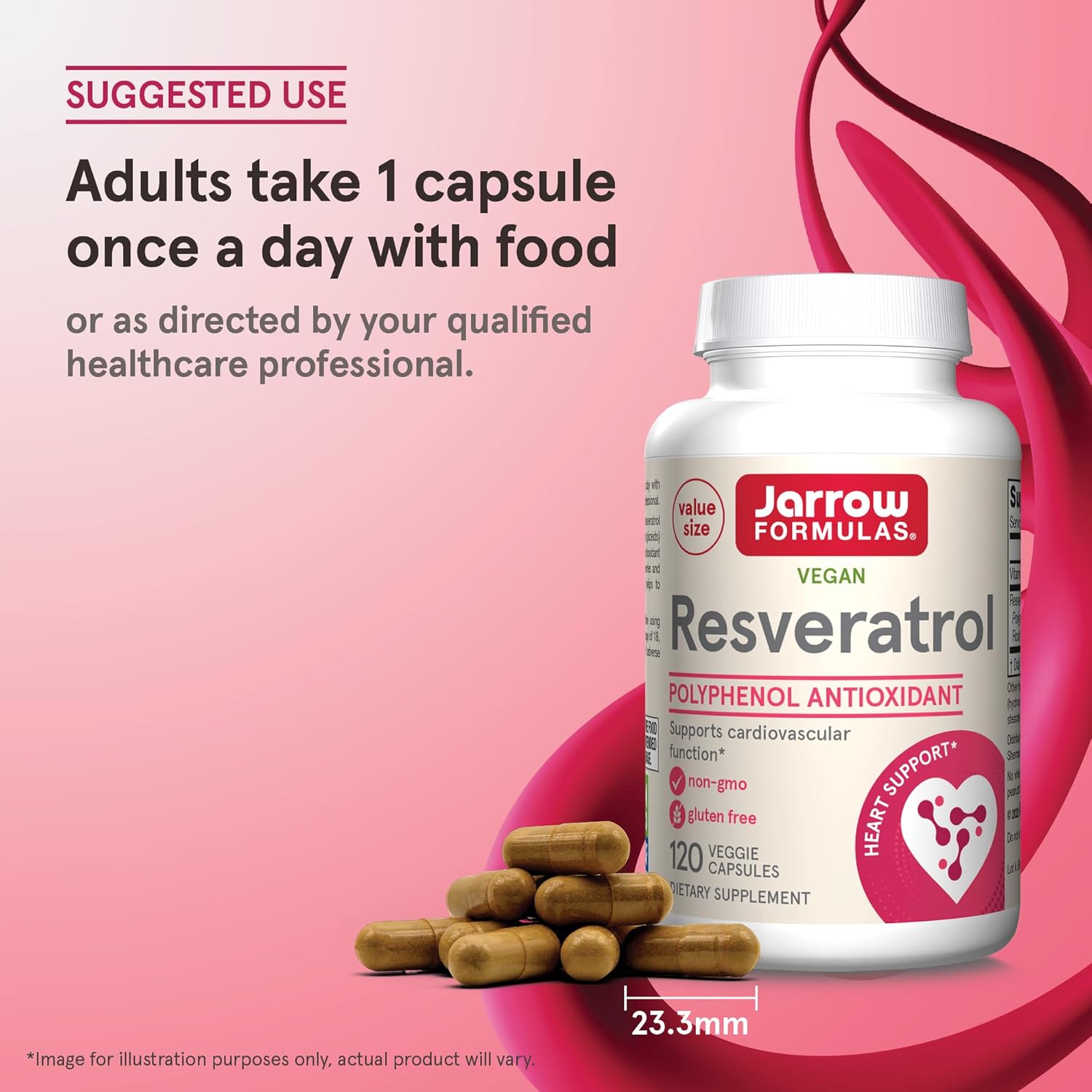 Jarrow Formulas Resveratrol 100 mg Capsules for Cardiovascular Health - 120 Day Supply