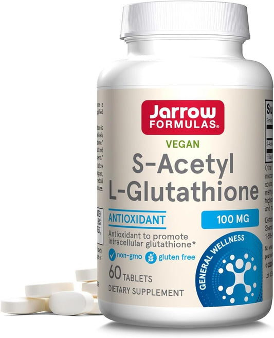 Jarrow Formulas S-Acetyl L-Glutathione Tablets - 100mg - 60 Count - Antioxidant Support & Detox - Non-GMO - Gluten Free