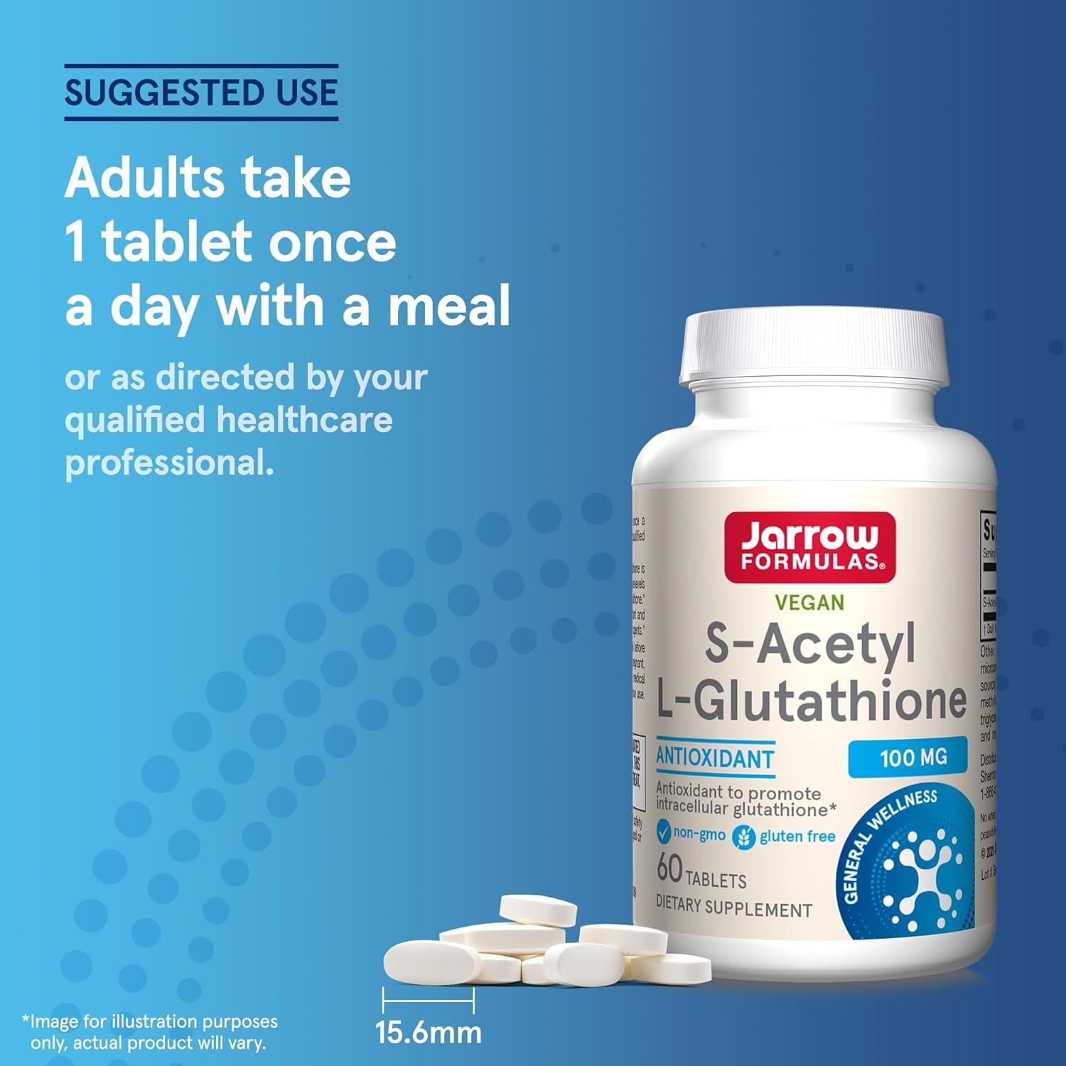Jarrow Formulas S-Acetyl L-Glutathione Tablets - 100mg - 60 Count - Antioxidant Support & Detox - Non-GMO - Gluten Free
