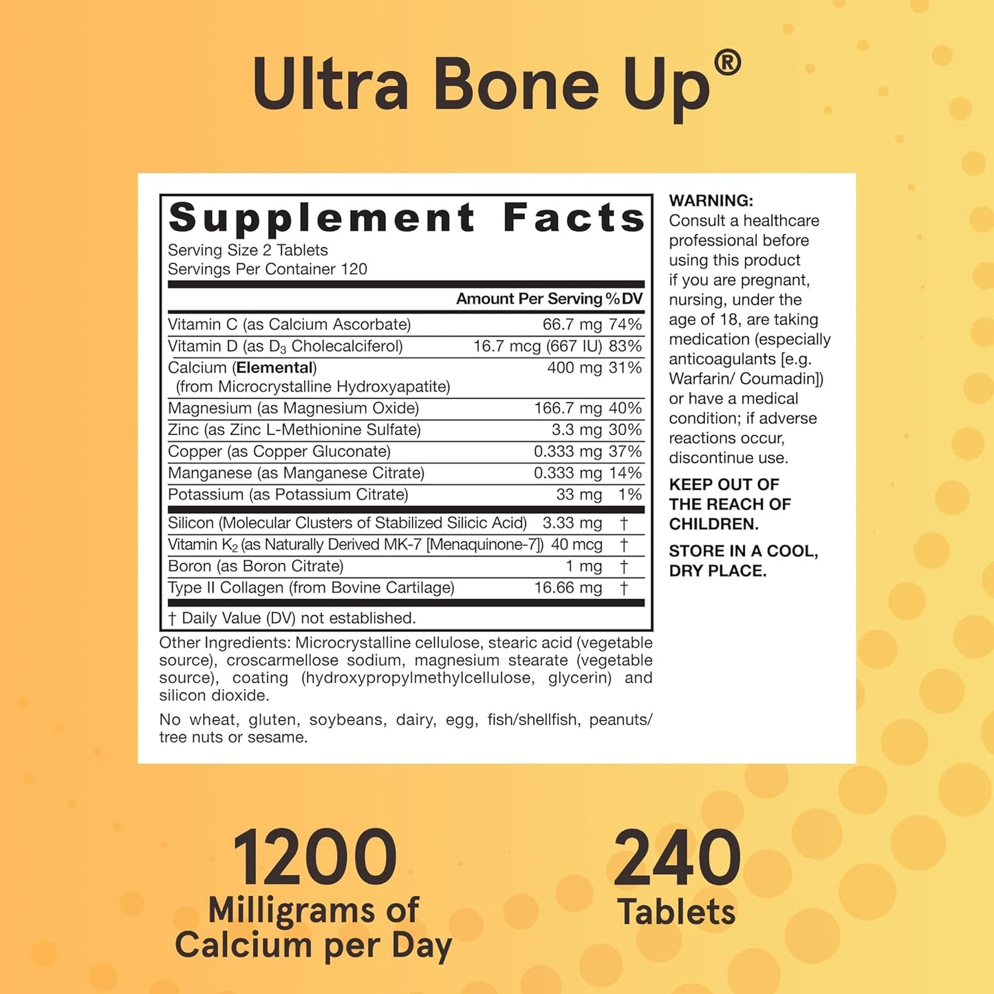 Jarrow Formulas® Ultra BoneUp® with MK-7 and Silicon for Bone Support - 240 Tablets