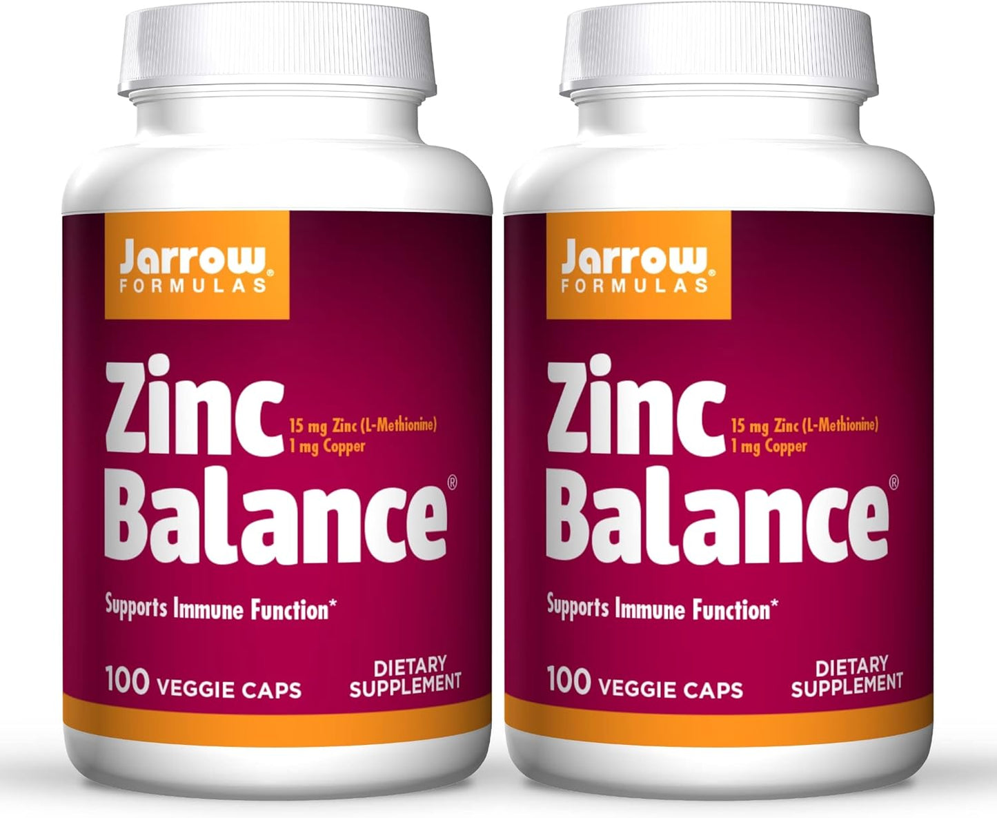 Jarrow Formulas Zinc Balance 15mg with Copper - 200 Veggie Capsules for Immune Support
