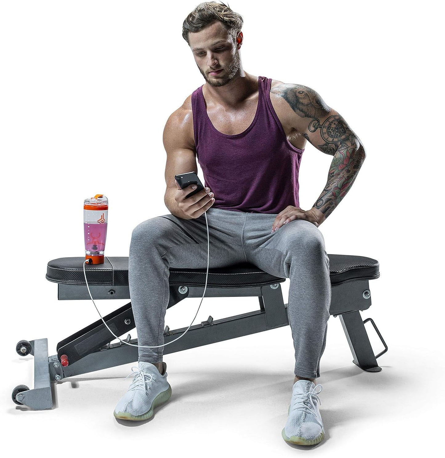 JAWKU Power Shaker Bottle with 11,000 RPM Mixer, Built-In Charger, and Dry Storage Container - 600ml BPA Free