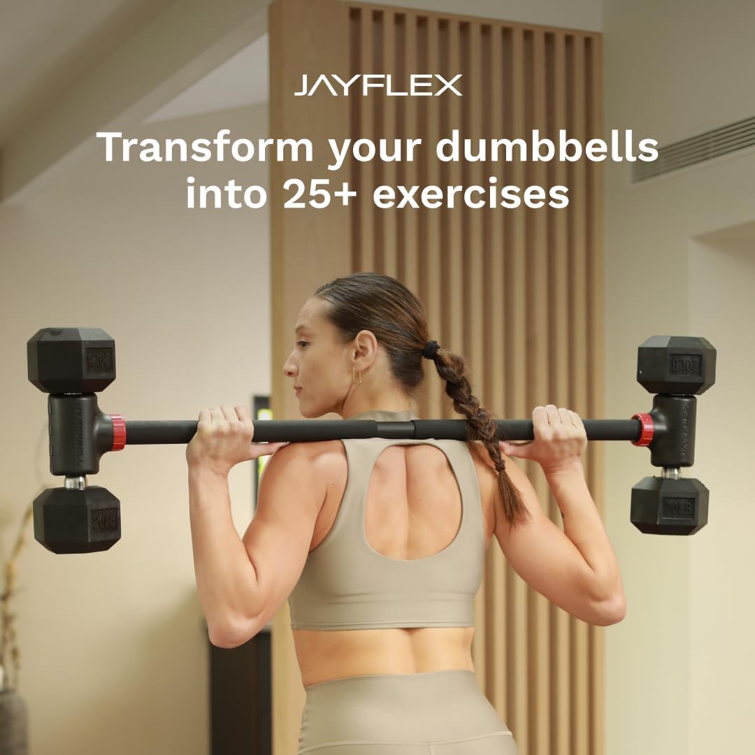 Jayflex Hyperbell Dumbbell Converter - Transform Dumbbells into Barbell and Kettlebell Set - Adjustable Weight up to 200 lbs for Home Gym Workouts