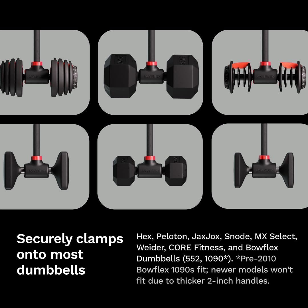 Jayflex Hyperbell Dumbbell Converter - Transform Dumbbells into Barbell and Kettlebell Set - Adjustable Weight up to 200 lbs for Home Gym Workouts