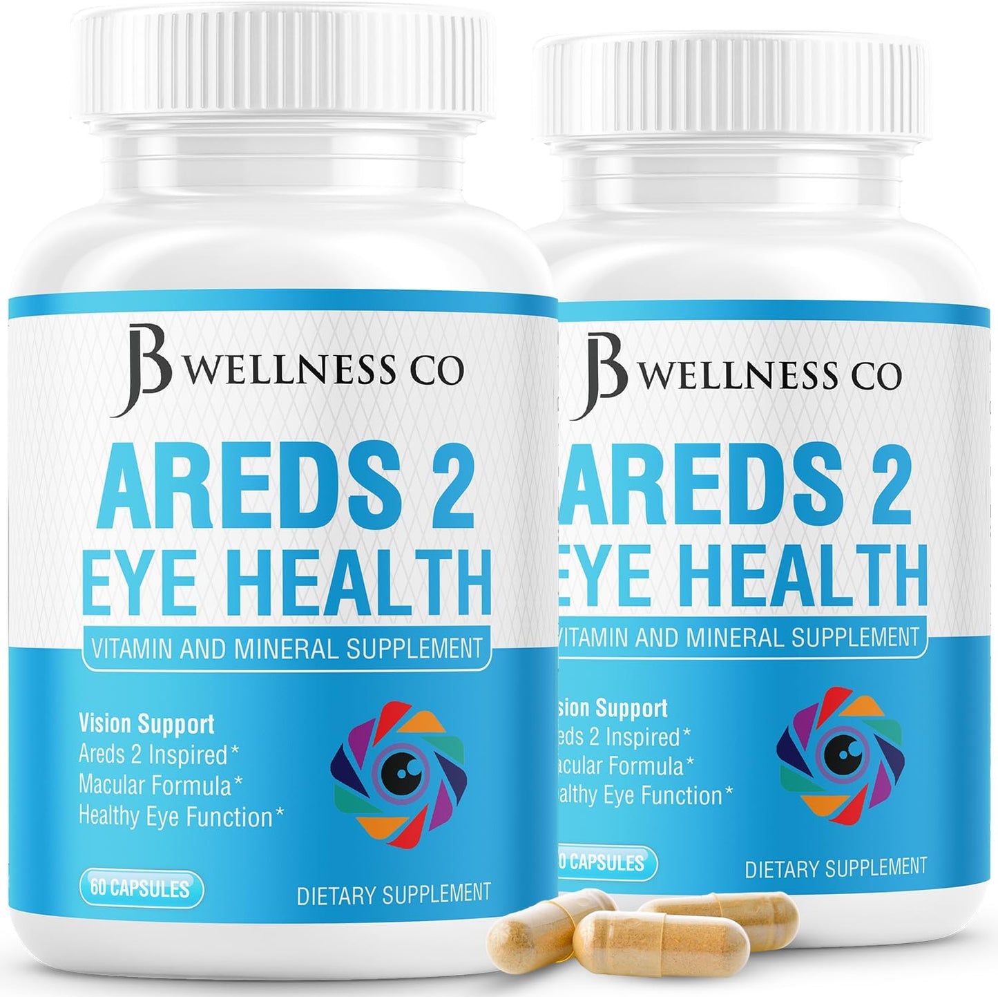 JB Wellness Co AREDS 2 Eye Vitamin & Mineral Supplement - 120 Count - Lutein, Vitamin C, Zeaxanthin, Zinc & Vitamin for Vision