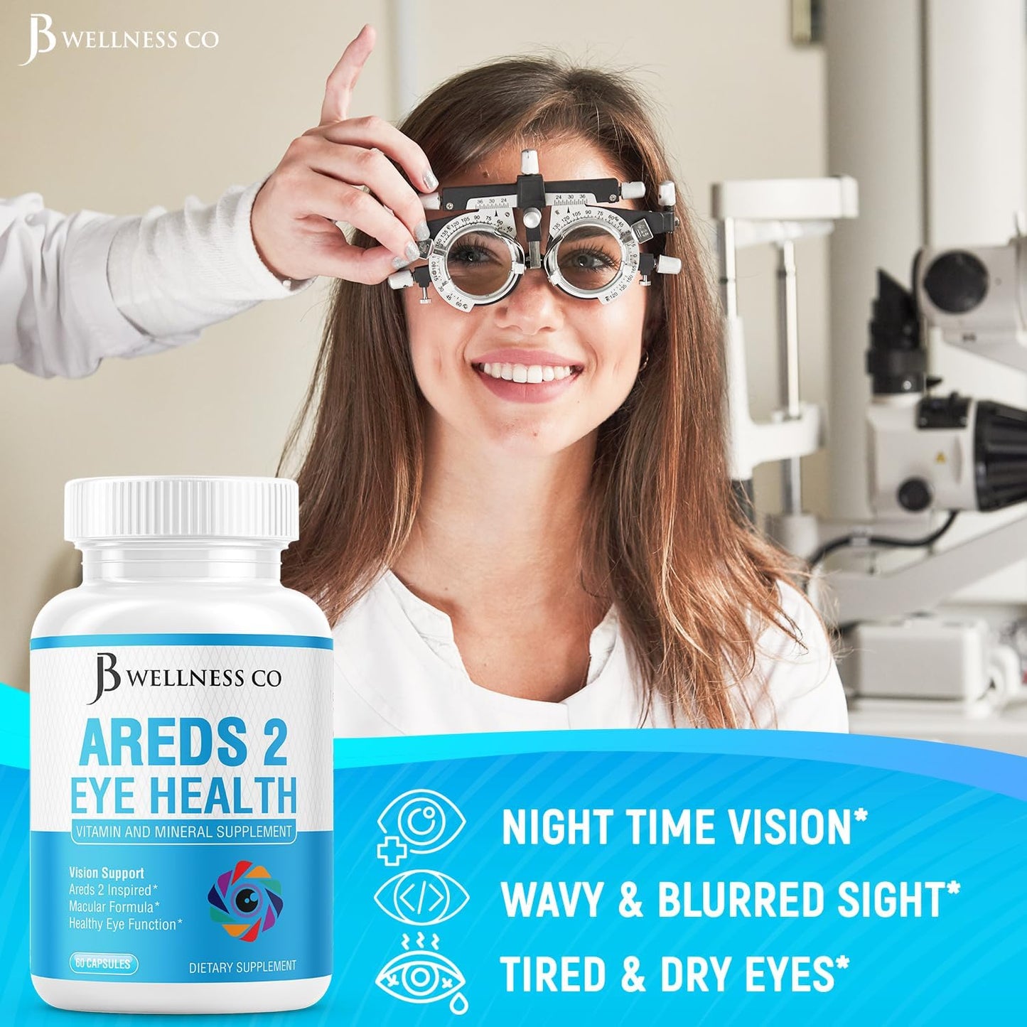 JB Wellness Co AREDS 2 Eye Vitamin & Mineral Supplement with Lutein, Vitamin C, Zeaxanthin, Zinc - 60 Count