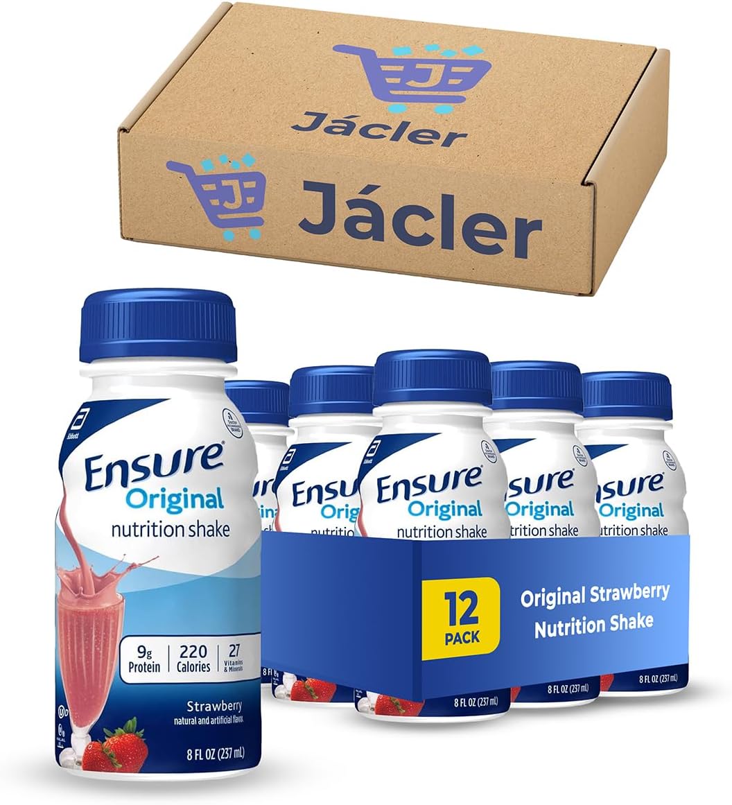 JÁCLER Original Strawberry Nutrition Shake | Nutrient-Rich, Packed with Vitamins & Minerals, 8 Fl Oz (12 Pack)