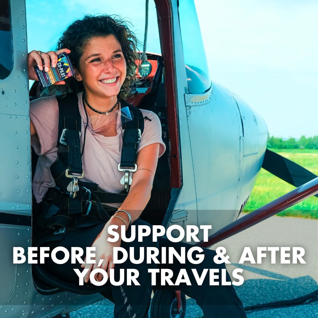 Jet Lag Prevention + Immunity Support Travel Supplement with Chia, Ashwagandha, Rhodiola, D3+ (60 Count)