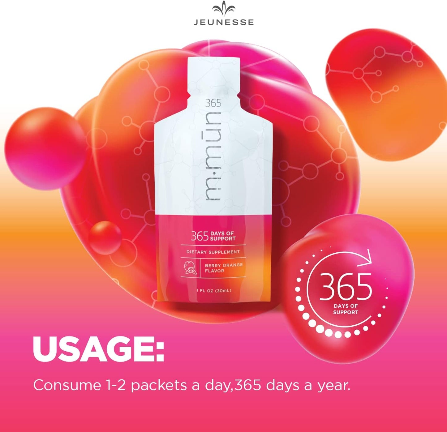 Jeunesse Global m·mūn 365 30-Day Supply Packets 30ml - Immune Support Supplement