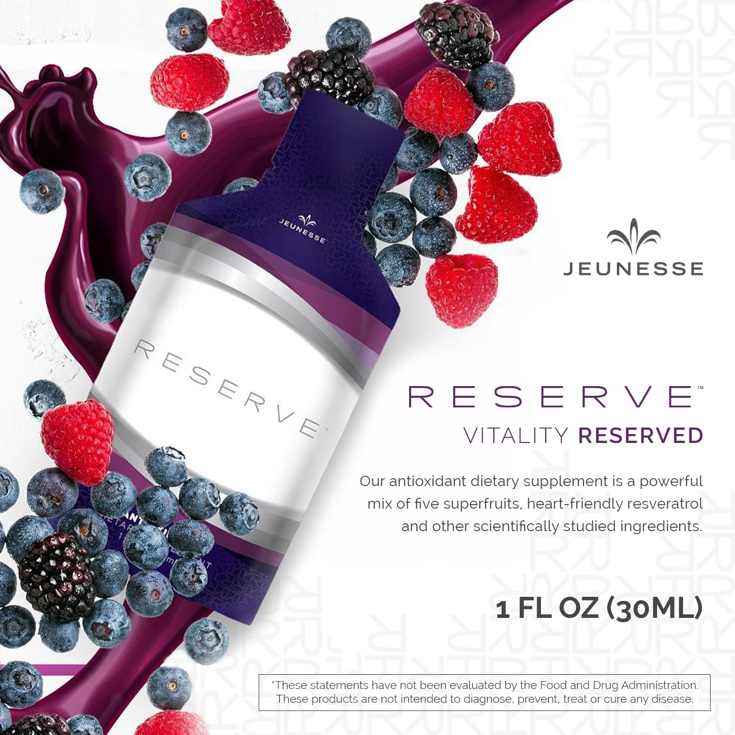 Jeunesse Global Reserve Antioxidant Fruit Blend Supplement, 60 Packets, 30ml Each, Pack of 2