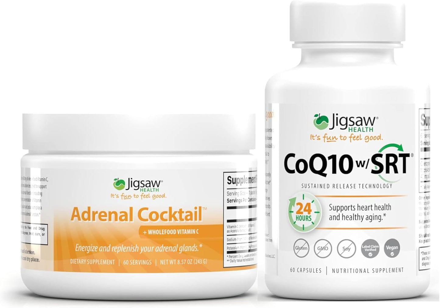 Jigsaw Adrenal Cocktail CoQ10-SRT Bundle, 60 Servings - Health Supplement Pack
