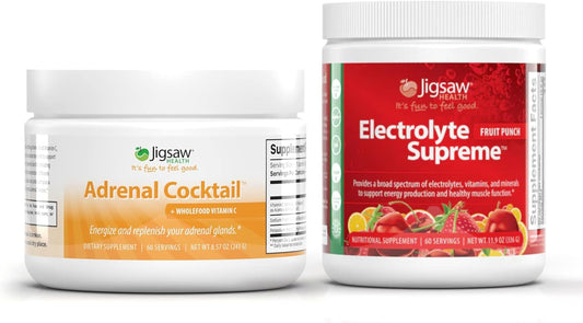 Jigsaw Adrenal Cocktail Electrolyte Supreme Jar, Fruit Punch - 60 Servings Bundle