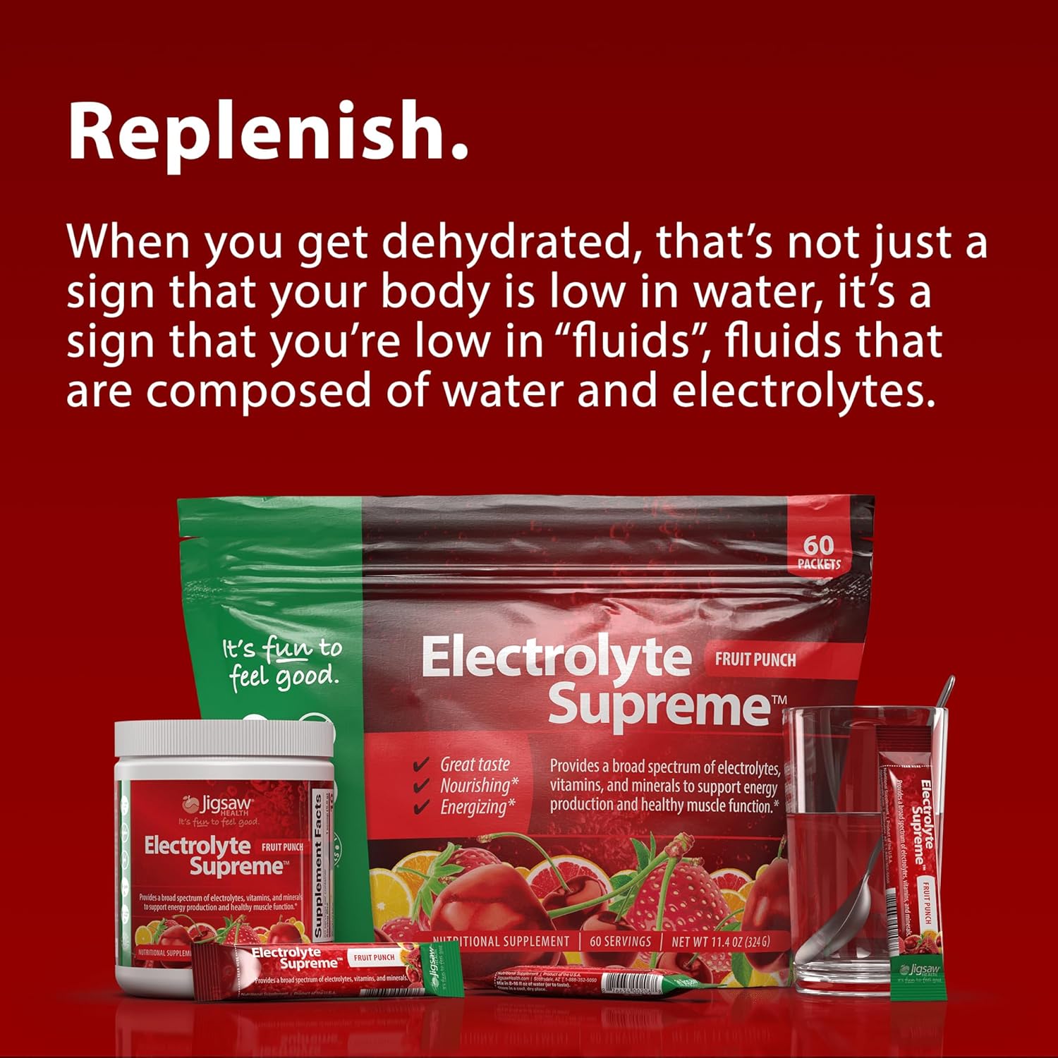 Jigsaw Adrenal Cocktail Electrolyte Supreme Jar, Fruit Punch - 60 Servings Bundle