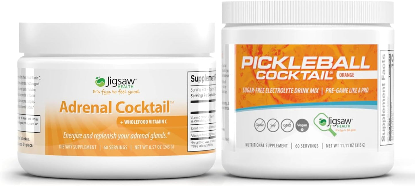 Jigsaw Health Adrenal and Pickleball Cocktail Bundle - Orange Jar, 60 Servings