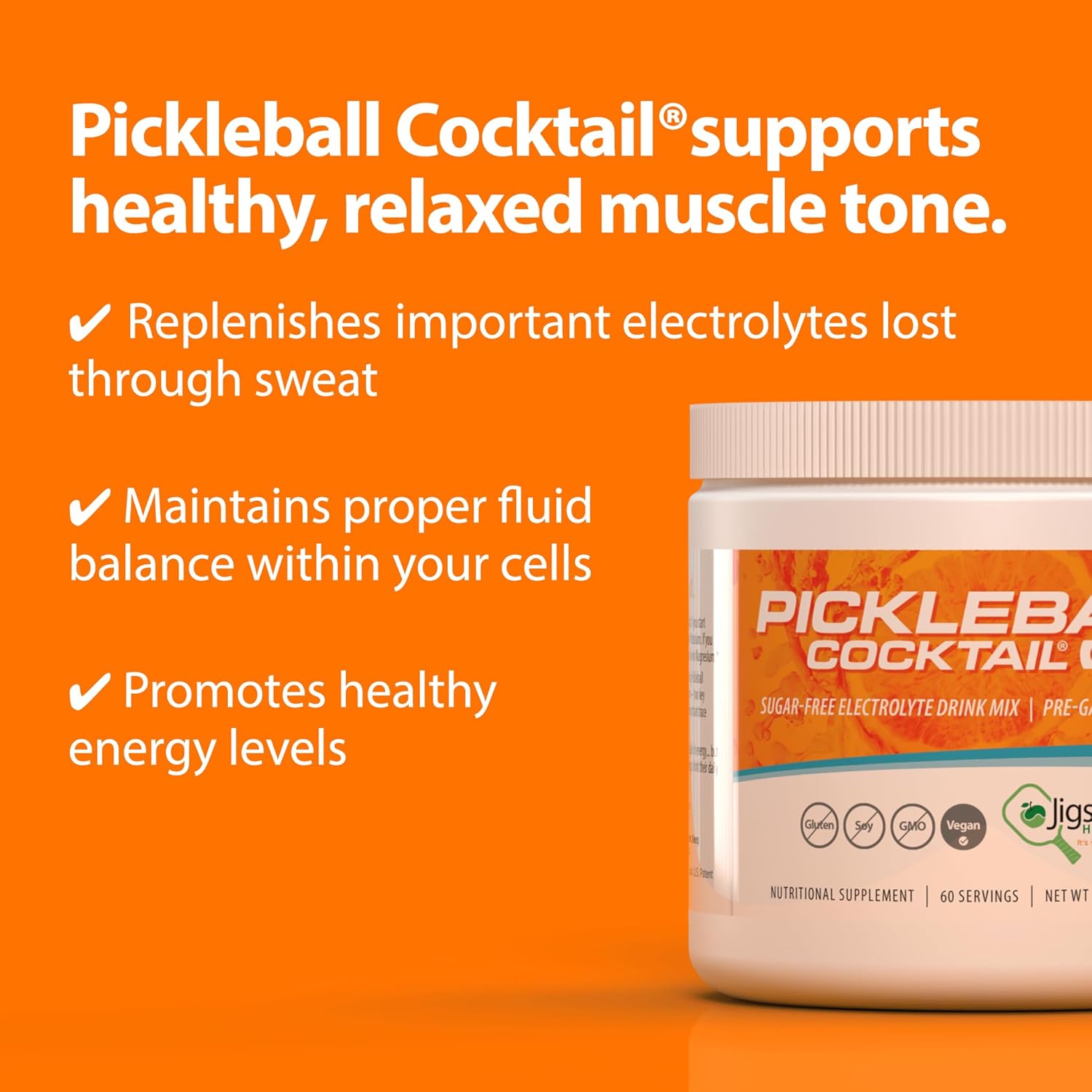 Jigsaw Health Adrenal and Pickleball Cocktail Bundle - Orange Jar, 60 Servings