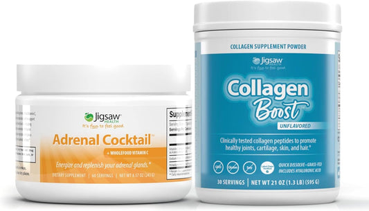 Jigsaw Health Adrenal Cocktail and Collagen Boost Bundle for Nutritional Support