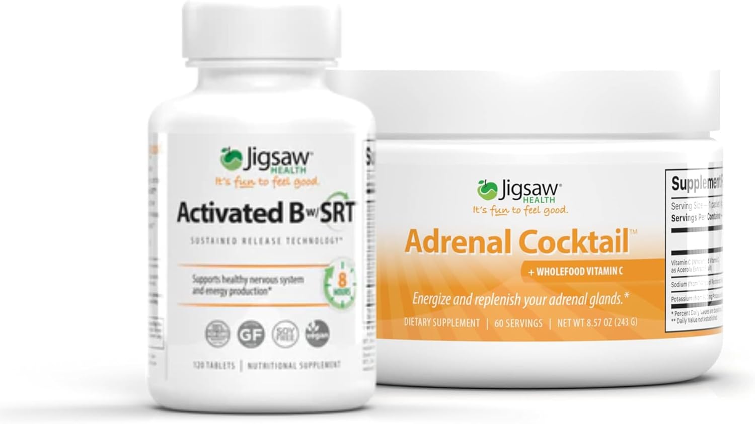 Jigsaw Health Bundle: Adrenal Cocktail and Activated B Vitamin with Sustained-Release Technology