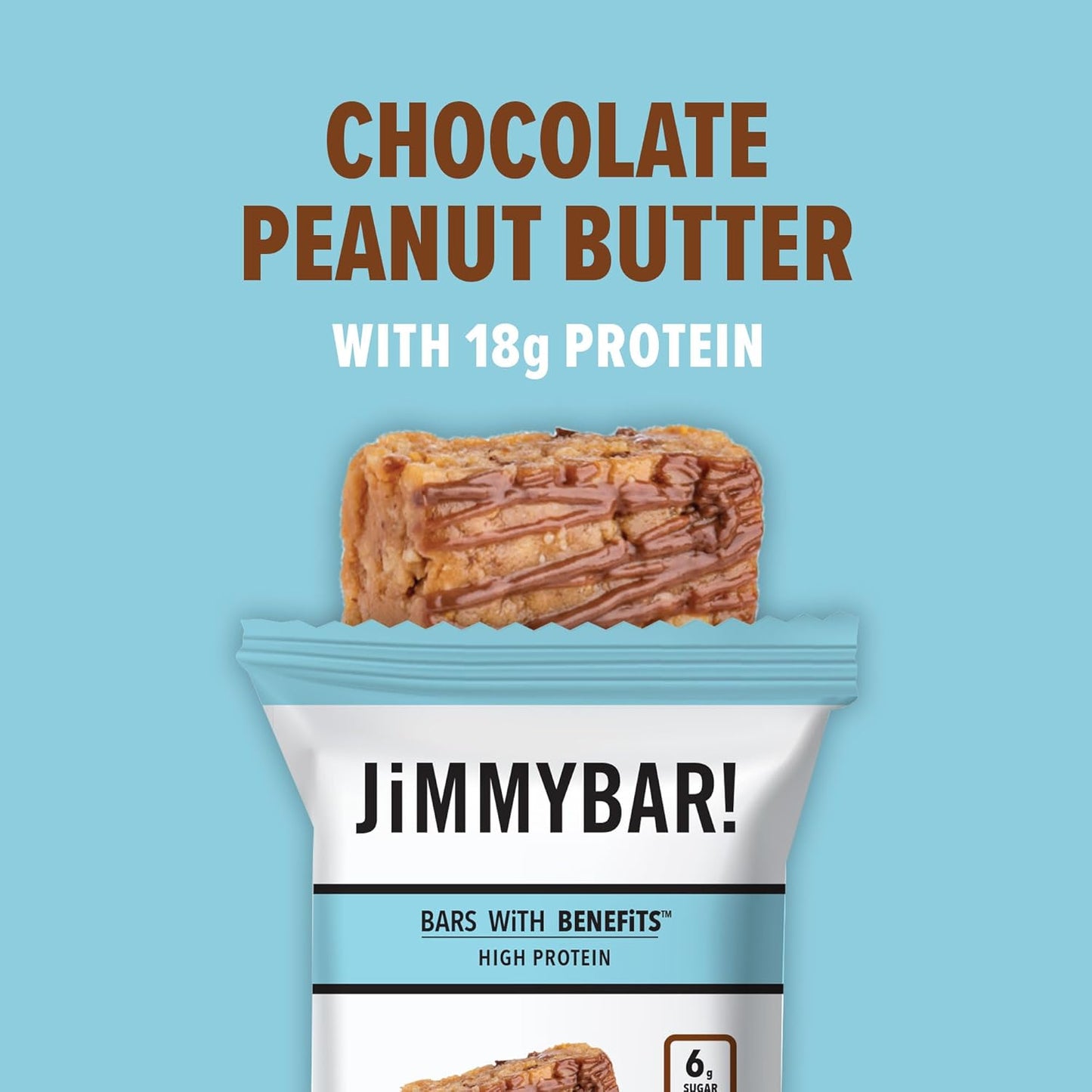 JIMMYBAR JiMMY'S! Chocolate Peanut Butter Protein Bars - 12 Count, 18g Protein, Low Sugar, Gluten Free