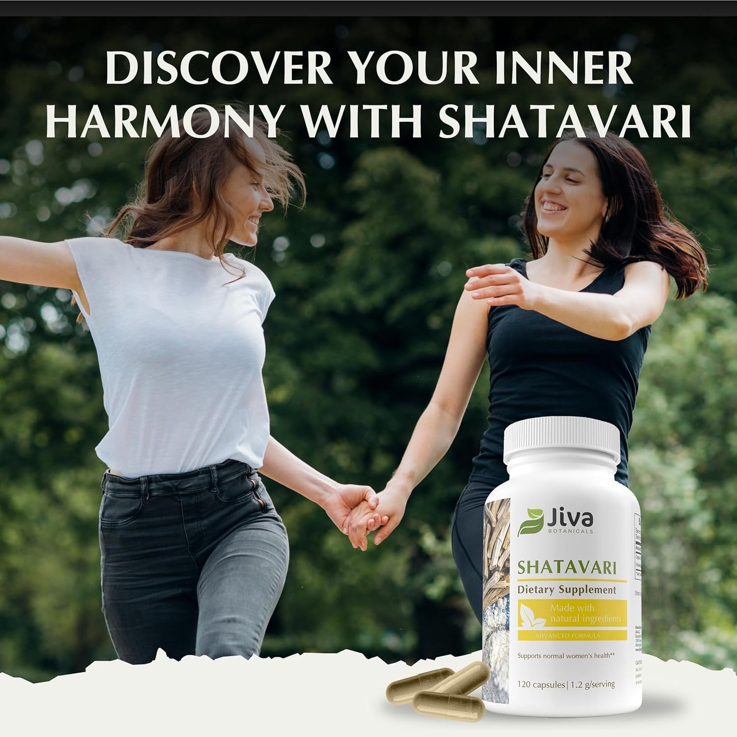 Jiva Botanicals Shatavari Root Powder Extract Capsules 1200mg - Women's Health Support Supplement - Asparagus Racemosus Herb - 120 Capsules