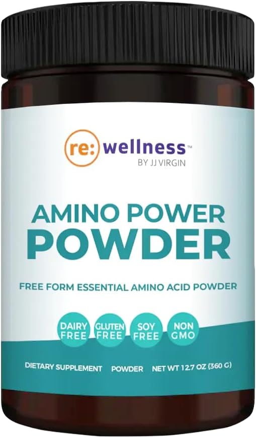 JJ Virgin Amino Power Powder: Essential Amino Acids with Alpha-Ketoglutarate for Workout & Energy - Fruit Punch Flavor, 30 Servings