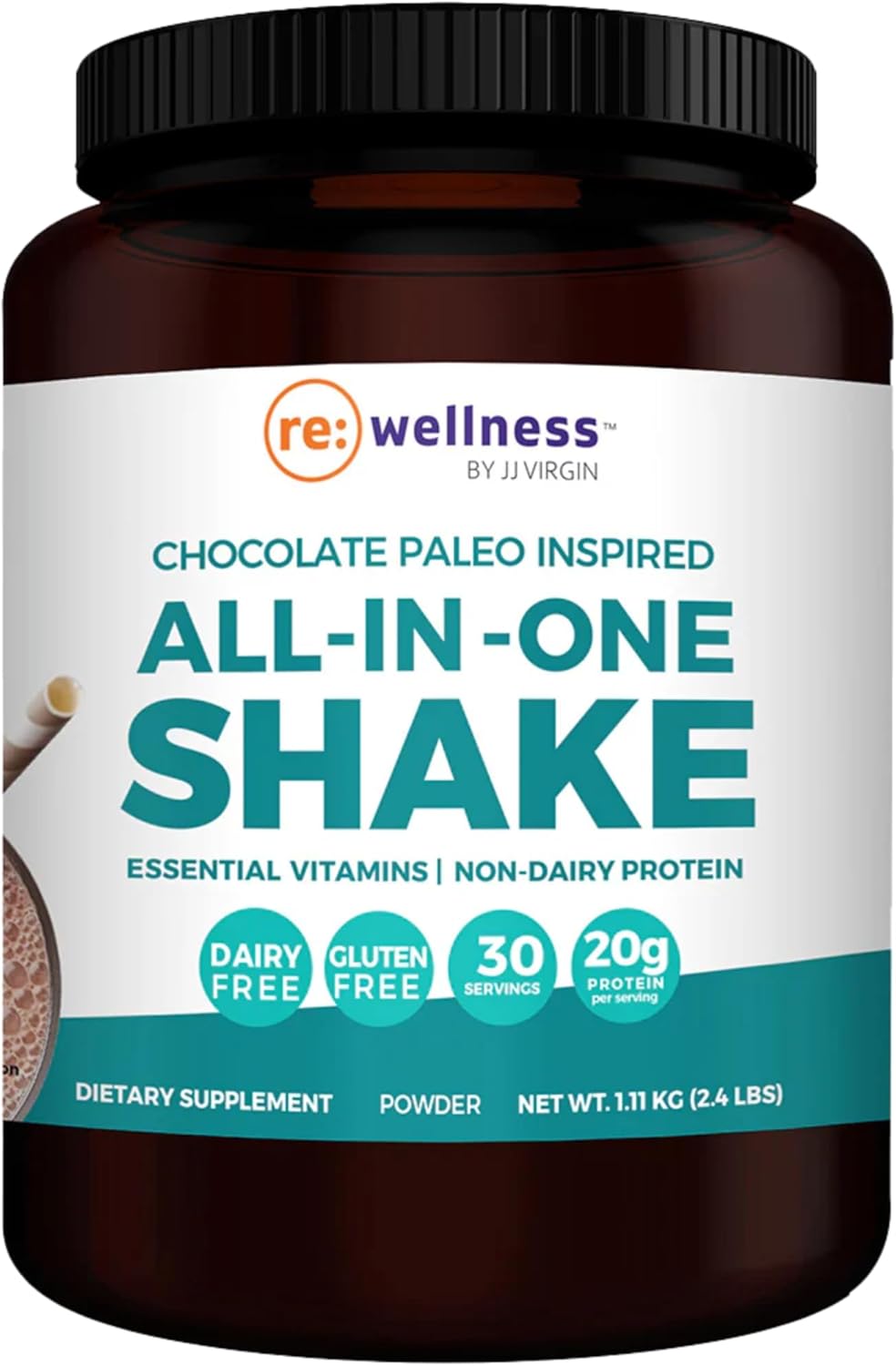 JJ Virgin's Chocolate Paleo All-in-One Shake: 20G Beef Protein, Gluten-Free, Dairy-Free, Packed with Vitamins & Minerals - 30 Servings