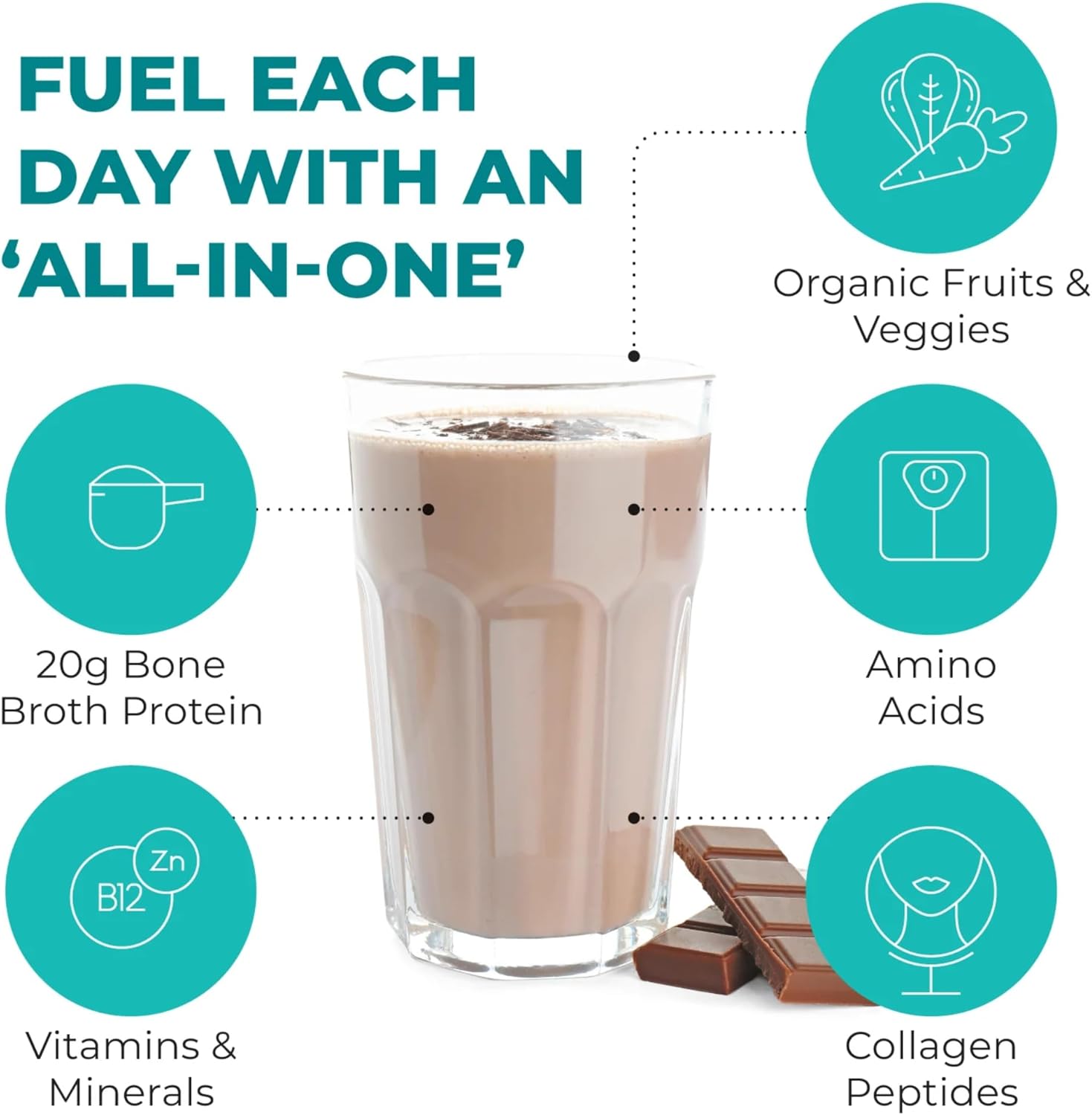 JJ Virgin's Chocolate Paleo All-in-One Shake: 20G Beef Protein, Gluten-Free, Dairy-Free, Packed with Vitamins & Minerals - 30 Servings