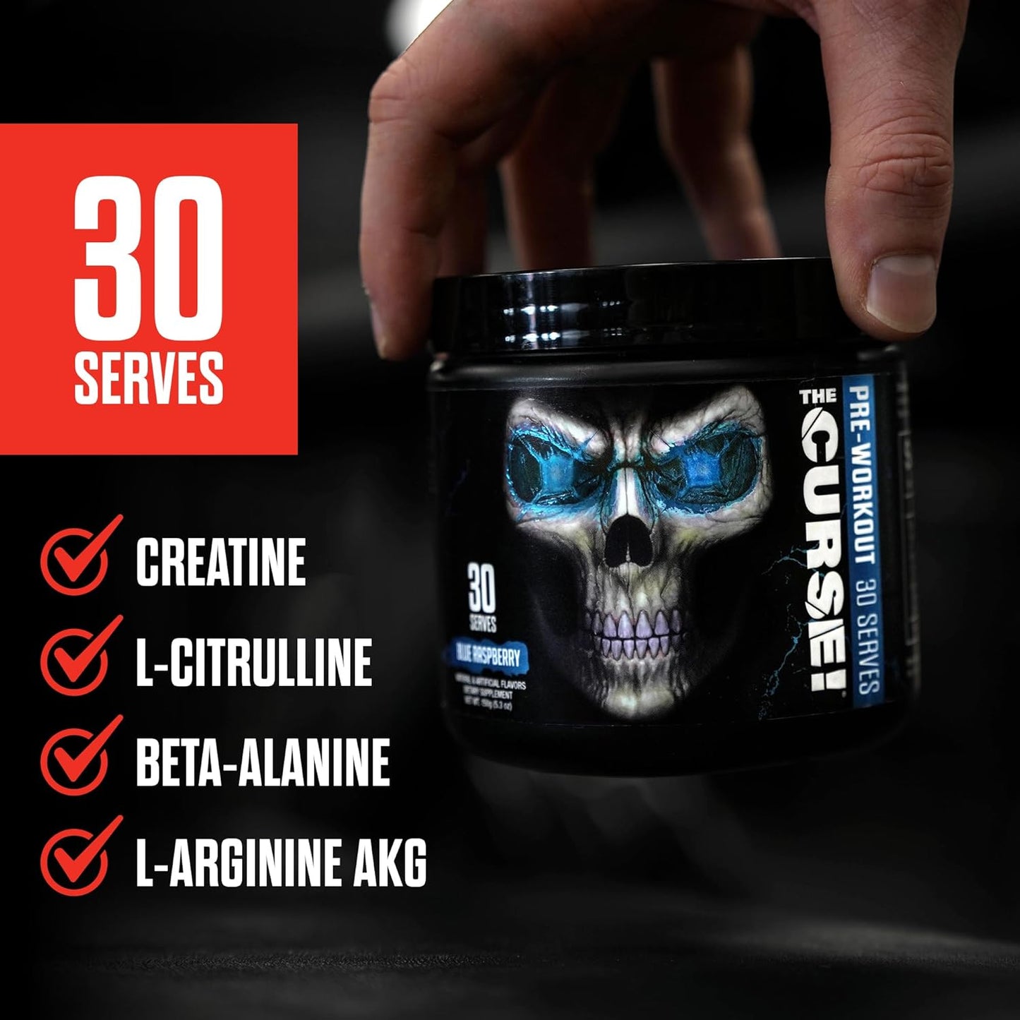 JNX SPORTS The Curse! Watermelon Pre Workout Powder - 30 Servings | Boost Strength, Energy, and Focus | Caffeine, Beta-Alanine, Creatine, L-Citrulline for Men & Women