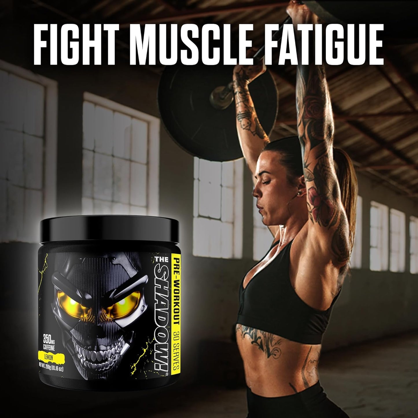 JNX SPORTS The Shadow Lemon Preworkout - 30 Servings, 350mg Caffeine for Electric Energy, Mental Focus, & Strength
