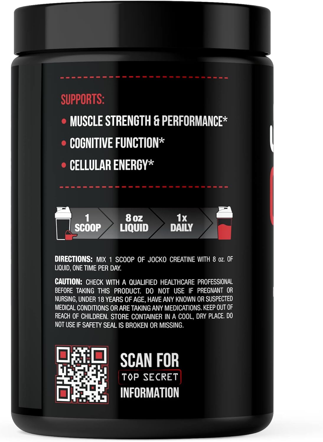 Jocko Fuel Creatine Monohydrate Powder - Unflavored, 90 Servings, 16 oz Jar - Supplement for Athletic Performance & Muscle Health