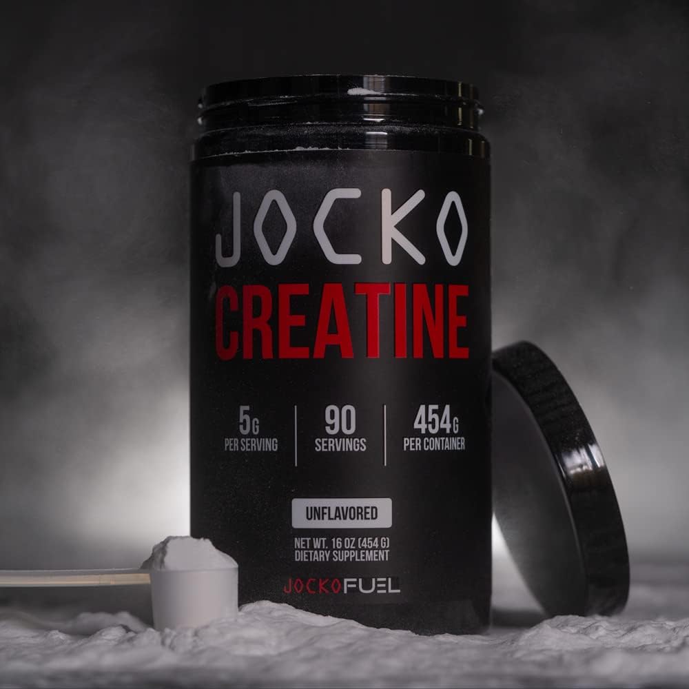 Jocko Fuel Creatine Monohydrate Powder - Unflavored, 90 Servings, 16 oz Jar - Supplement for Athletic Performance & Muscle Health
