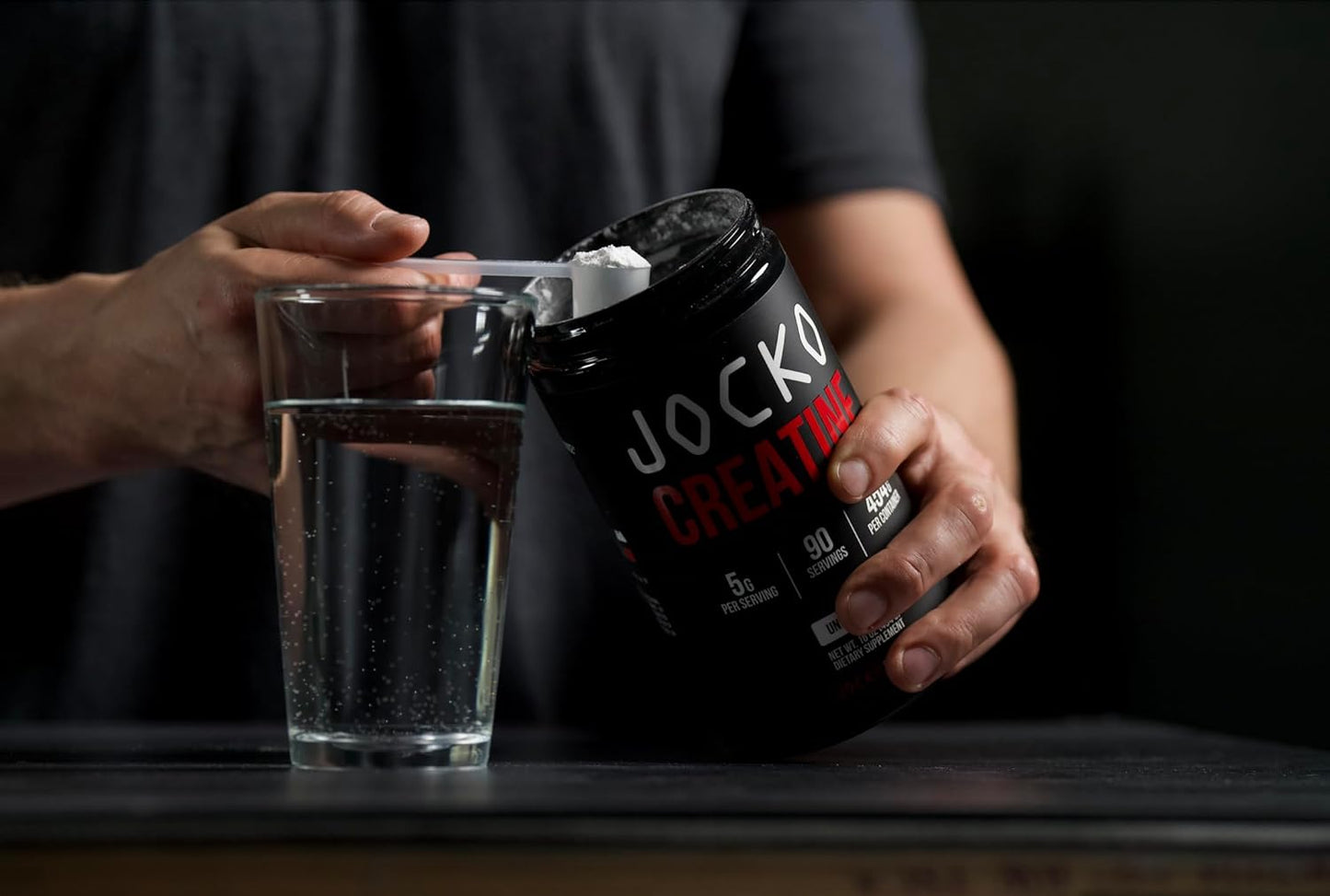 Jocko Fuel Creatine Monohydrate Powder - Unflavored, 90 Servings, 16 oz Jar - Supplement for Athletic Performance & Muscle Health
