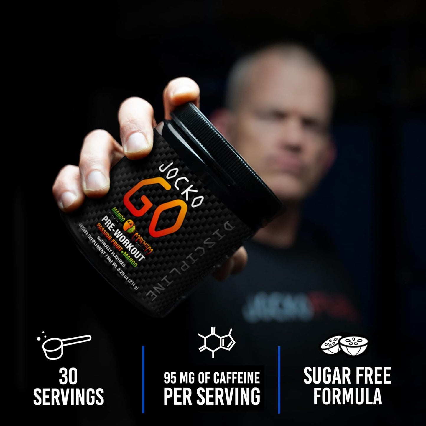 Jocko Fuel Mango Pre Workout Powder for Endurance & Stamina - Keto & Sugar Free Blend with L-Citrulline, Nootropic & Caffeine - Ideal for Distance Running, Cycling, Jiu Jitsu - 30 Servings