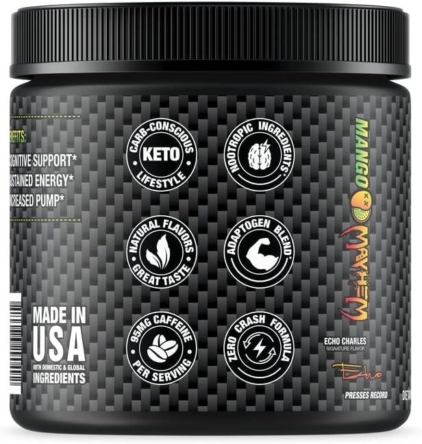 Jocko Fuel Mango Pre Workout Powder for Endurance & Stamina - Keto & Sugar Free Blend with L-Citrulline, Nootropic & Caffeine - Ideal for Distance Running, Cycling, Jiu Jitsu - 30 Servings