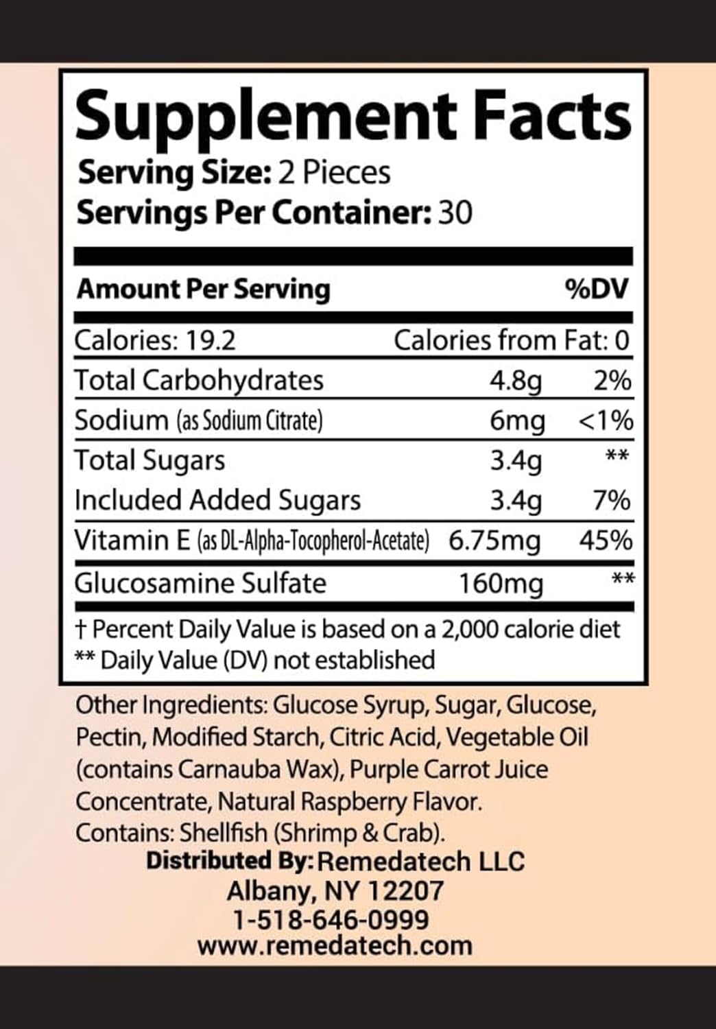 Joint Care Gummies with Glucosamine Sulfate for Men & Women, Bone & Joint Health Support, Natural Raspberry Flavor, 60 Gummies