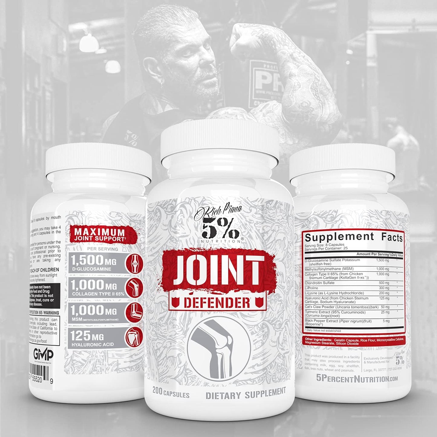 Joint Defender Supplement for Maximum Support - Collagen, Glucosamine, Turmeric, MSM, Hyaluronic Acid - 200 Capsules