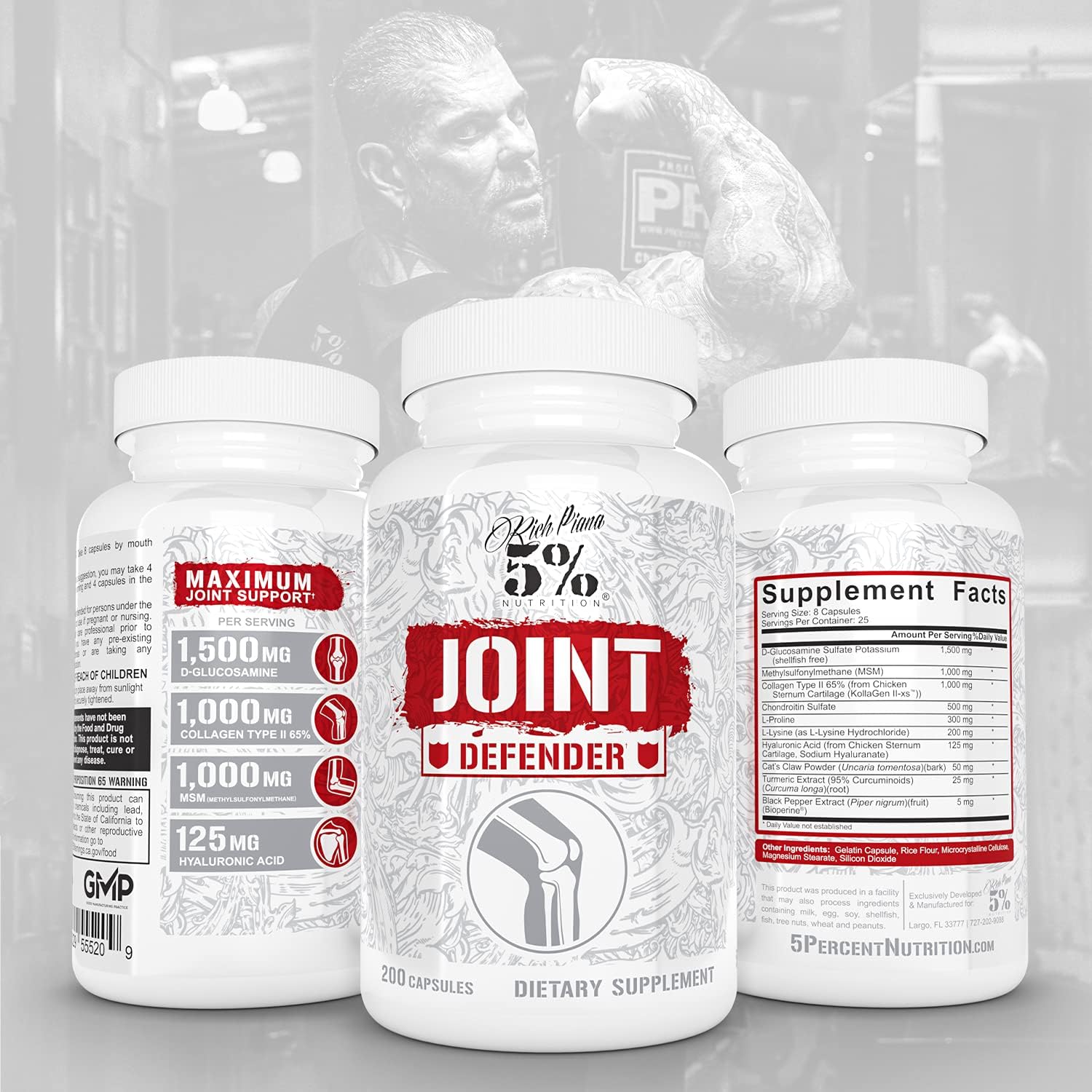 Joint Defender Supplement for Maximum Support - Collagen, Glucosamine, Turmeric, MSM, Hyaluronic Acid - 200 Capsules