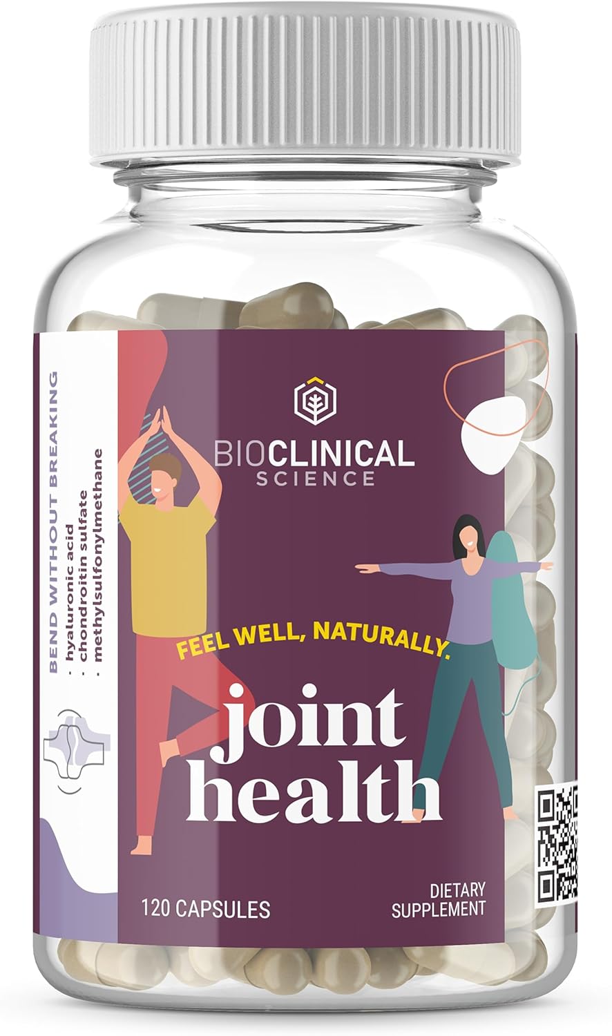 Joint Health Supplement with Chondroitin Sulfate, Hyaluronic Acid, and MSM - 120 Capsules for 60 Days
